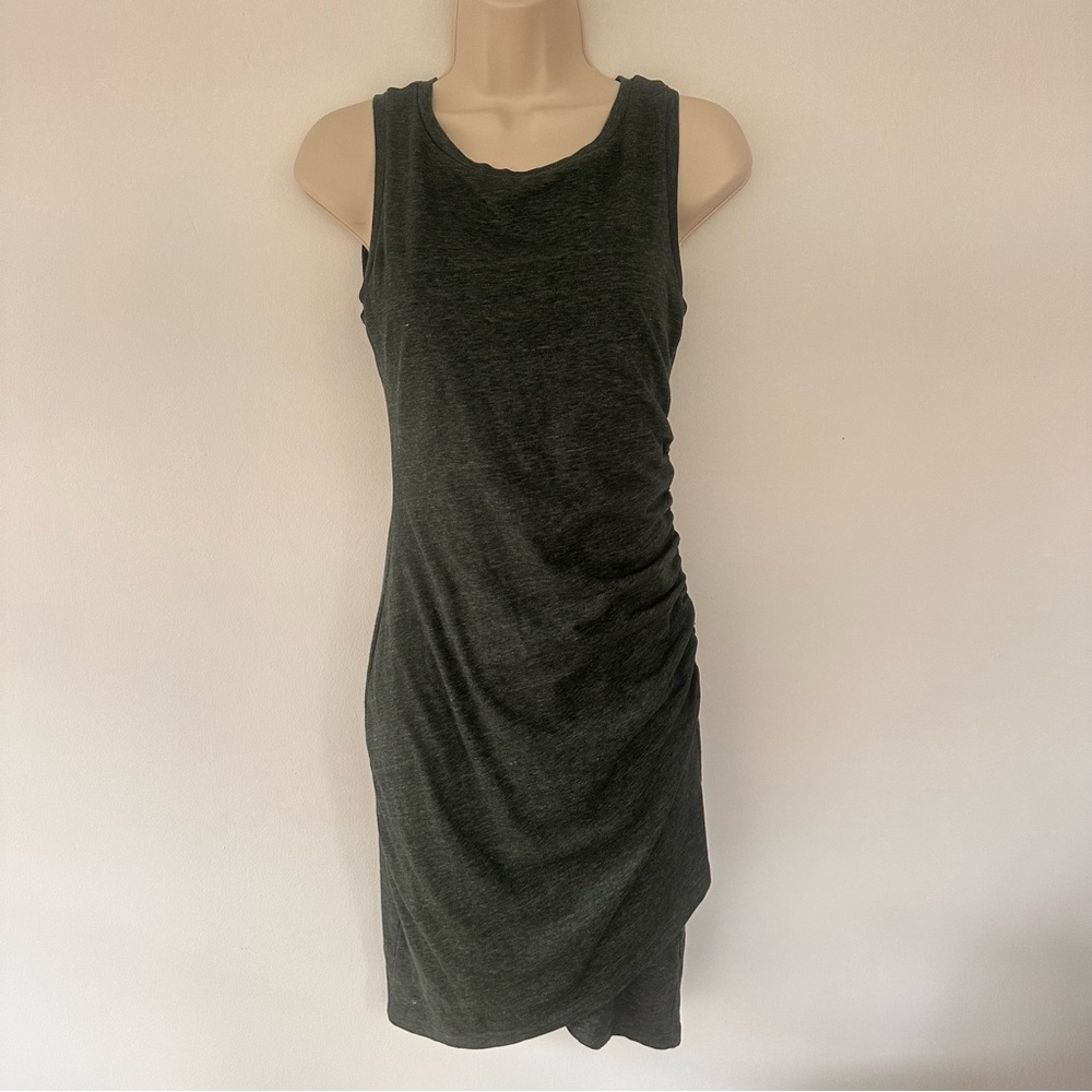 Leith Heather Green Sleeveless Ruched Mini Dress Size XS